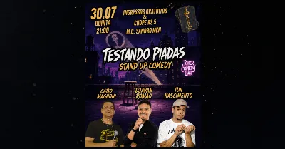 Testando Piadas - INGRESSOS GRATUITOS - Quinta 30 de Julho às 21:00 - Joker Comedy Bar VV