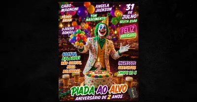 Piada Ao Alvo Aniversário de 2 Anos - INGRESSOS GRATUITOS - Sexta 31 de Julho às 21:00 - Joker VV