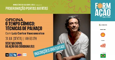 Programação Portas Abertas: Oficina O Tempo Cômico: Técnicas de Palhaço, com Luiz Carlos Vasconcelos